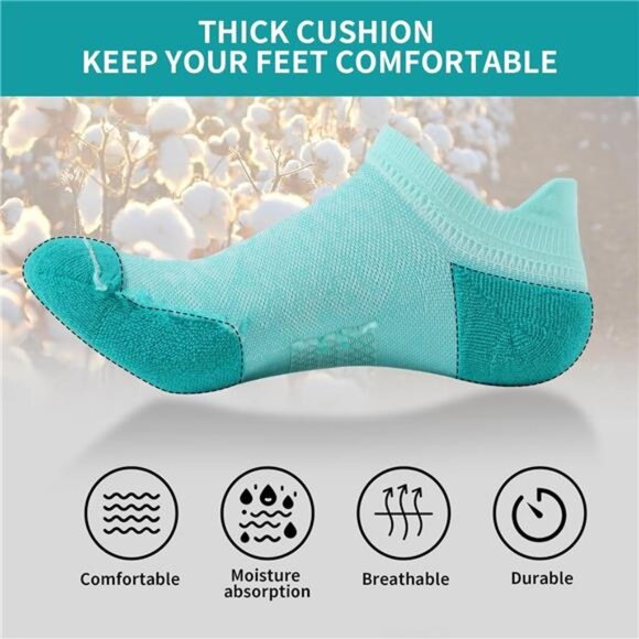 Womens Ankle Compression Socks with Arch Support Athletic Low cut Running Socks - Picture 10 of 14